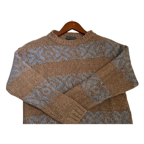 Elsamanda Made In Italy Crewneck Brown & Blue Nordic Pattern Wool Blend Preppy S - Picture 2 of 13